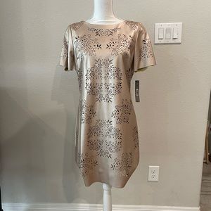 New, Tahari, Women Gold Faux Leather Dress, Sz 8